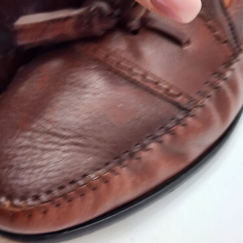 Brass Boot Mens Shoes Brown‎ 11.5 Leather Loafers Tassel Slip On Dress Shoes